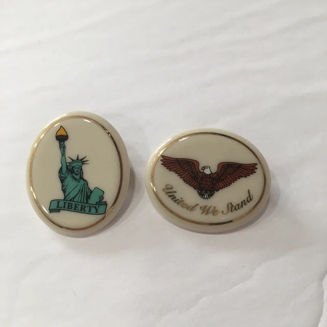 Set Of Two Lenox USA Pins Statue Of Liberty And Bald Eagle