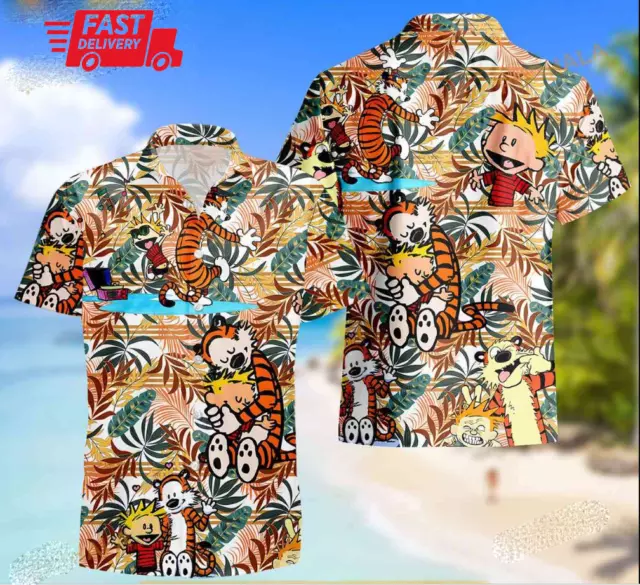 Calvin And Hobbes Hawaiian Shirt Summer, Calvin Hawaii Shirt, Hobbes Aloha Shirt