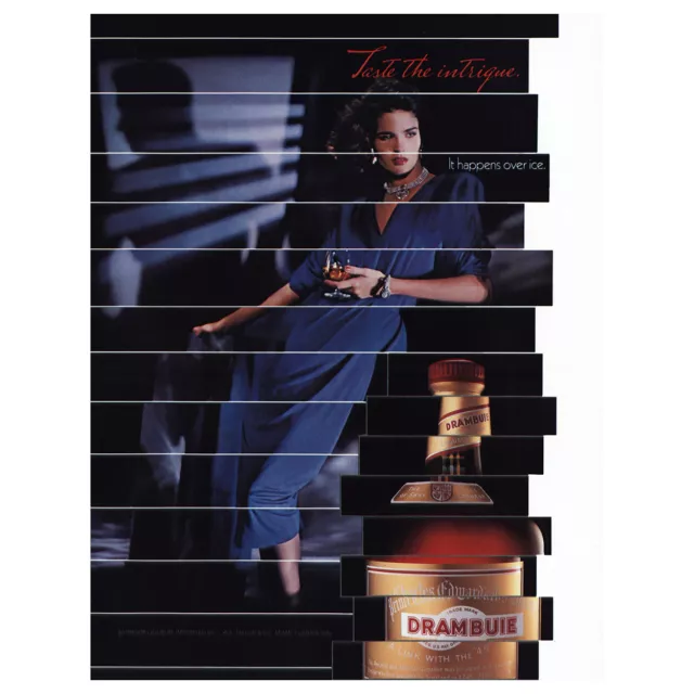 1985 Drambuie: Taste the Intrigue Vintage Print Ad