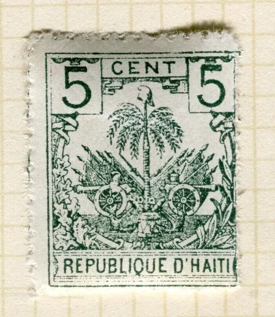 HAITI; Early 1890s Palm Tree issue Mint hinged 5c. Trial print on white paper ?