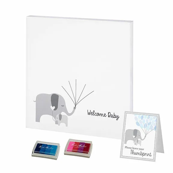 Bebé elefante baby shower fiesta invitado firma lienzo libro de visitas alternativa