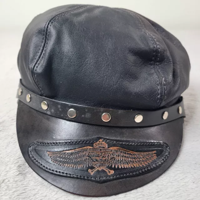 HARLEY DAVIDSON RARE Vintage Leather Hat Motorcycle Biker Captains Cap ...