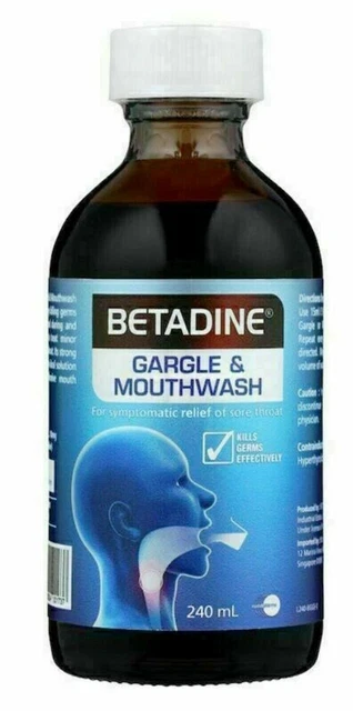 10 Botellas de Betadine Gargle & Enjuague Bucal 240ml para Alivio del Dolor...