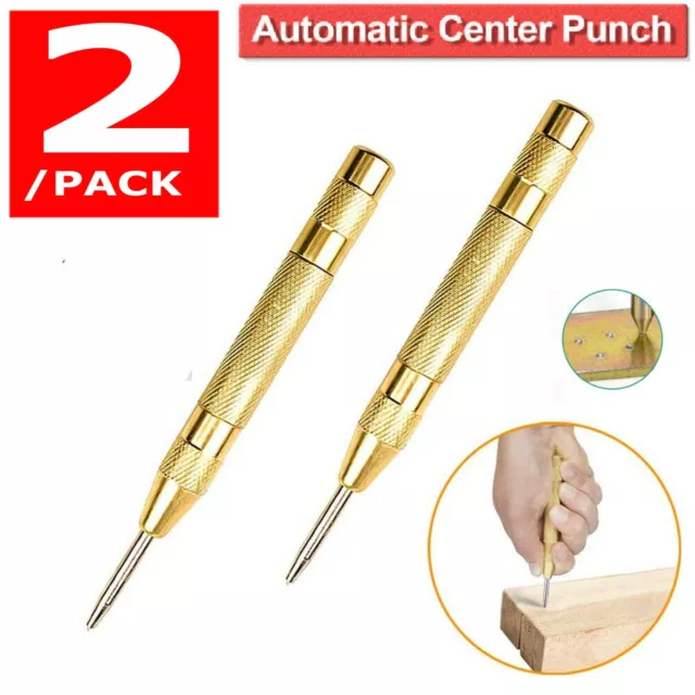 2 Super Strong Automatic Centre Punch Adjustable Spring Loaded Metal Drill TooL