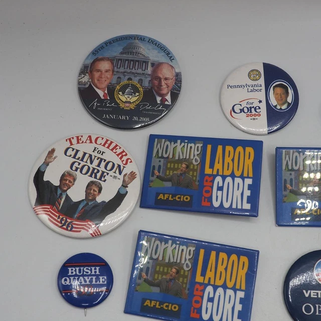 Lotto Di 17 Clinton Gore Obama Bush Dukakis Politica Pinback Pin 2