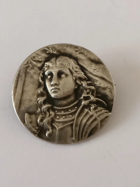 Broche Ancienne Médaille En Argent Massif 925 — Gros Modèle, Bon état D'usage, Vintage