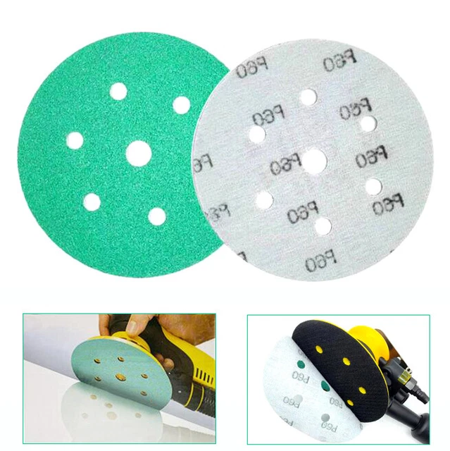 25X 6& 150MM Wet & Dry Sanding discs 6+1 Hole Zirconia Film Pads Green ...