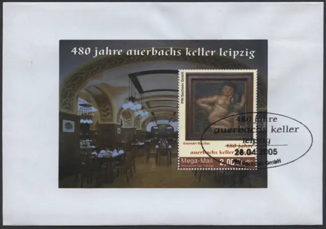 Privatpost 2005 PIN  Sachsen "Auerbachs Keller Leipzig" Goethe MiNr Block 1  FDC