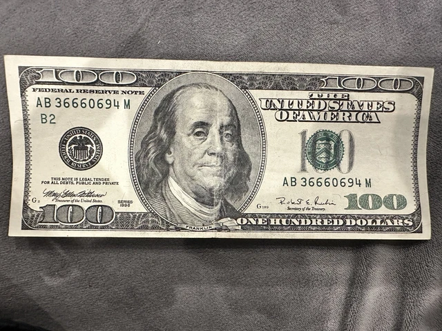 SERIES 1996 US One Hundred Dollar Bill Note $100 New York - AB 36660694 ...