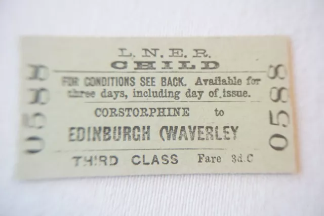 1955 Corstorphine to Edinburgh Waverley LNER Railway Ticket