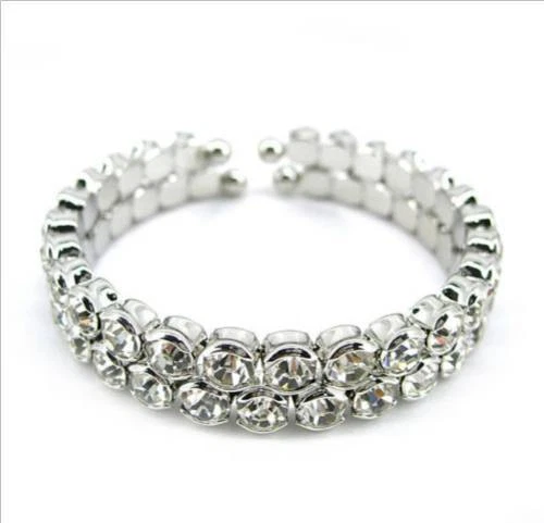 Bracelet Vintage Argenté à Cristaux - 3 Rangs, Modèle *3832, Occasion