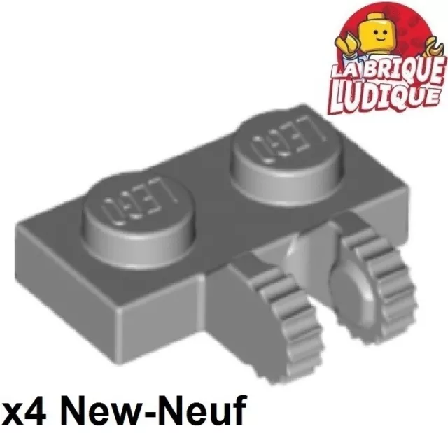 Lego 4x Charnière hinge plate plaque 1x2 locking 9 teeth gris/light b gray 60471