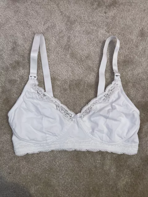 H&M White Lace Maternity Breastfeeding Friendly Nursing Bra, Size 36E