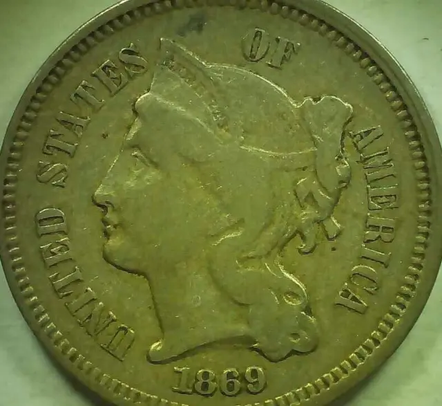 1869 III Cent Nickel~XF~