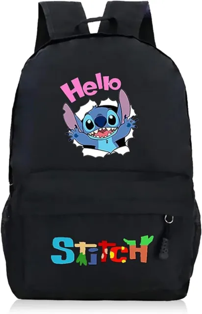Stitch - Zaino per Bambini, per la Scuola, Motivo: Lilo and Stitch, Nero, M