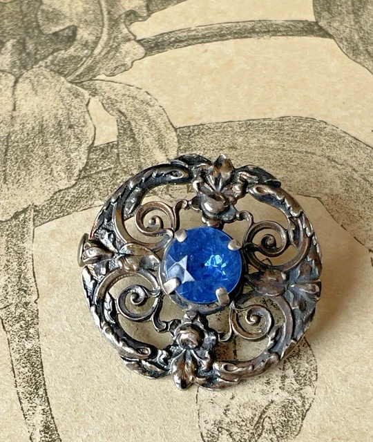 Broche de fleur CORO vintage 1960 Métal ton or et argent avec strass