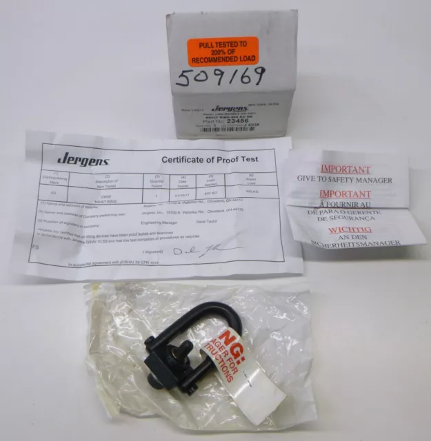 Jergens 23456 Hoist Ring, Center-Pull Standard U-Bar (Metric), 400 kg, M8 x 1.25