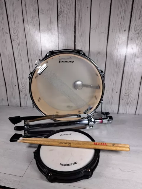 LUDWIG ACCENT CS Custom Snare Drum Stand Practice Pad Sticks