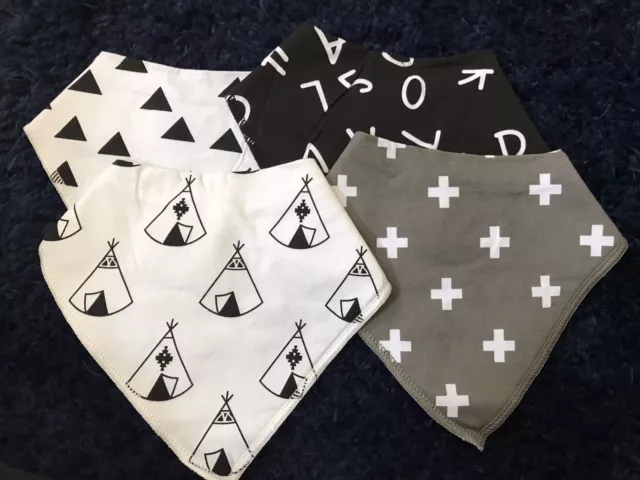 WOODLAND SWISS CROSS- Set of 4 - Bib Set Bandanas Cotton Unisex Drool Bibs