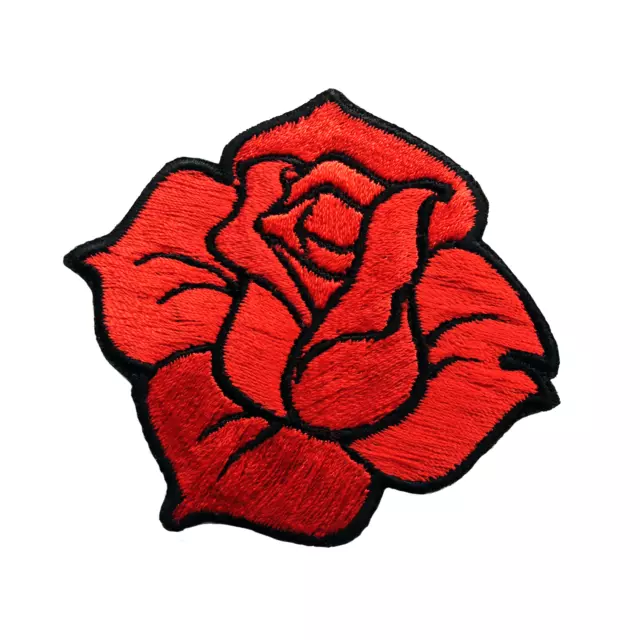 Rose Flower Patch Embroidered Iron On Patches Floral Dress Applique Badge Craft