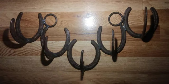 Authentic Heavy Duty 5 Horseshoe Wall Hat / Coat Rack Quality Hand Made