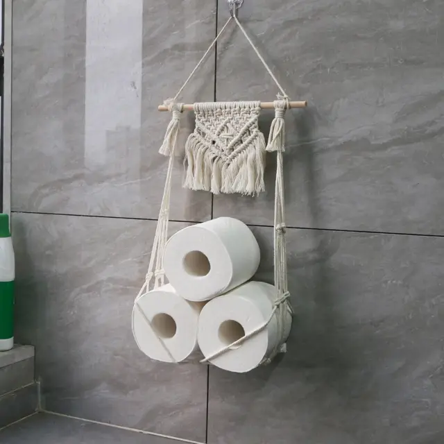 Porta carta igienica da appendere alla parete Boho per accessori da bagno