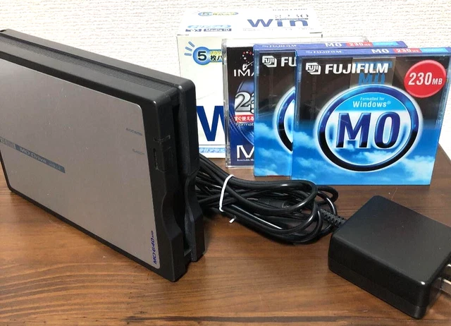 IO Data MOC2-U640R 3.5inch 640MB MO Drive + 8 230MB MO Disks USED from Japan F/S