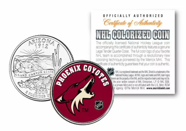 Phœnix Coyotes NHL Hockey Arizona État Quarts Pièce de Monnaie ! COA & Support