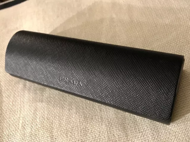 Prada Eyeglass Eye Glass Black Leather Hard Shell Magnetic Flip Case- unused