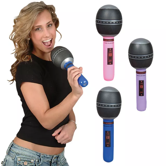 6pcs Blow up Inflatable Plastic Microphone 24CM Party Favor Kids Toy Gift @t@