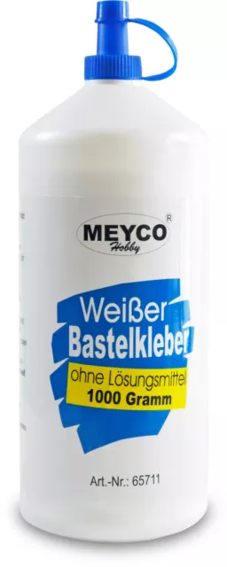 Weißer Bastelkleber, 1000g Flasche - trocknet transparent - ohne Lösungsmittel