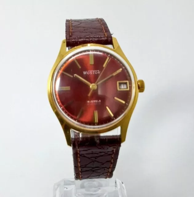 Wostok  orologio russo sovietico quadrante rosso Vintage Anni 70