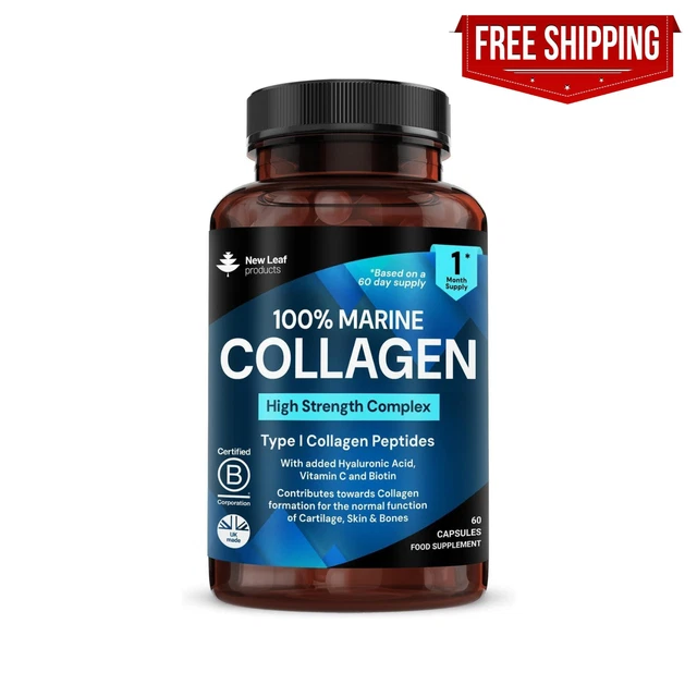 HYDROLISED MARINE COLLAGEN Capsules 1060mg Type 1 Pure Max Strength ...