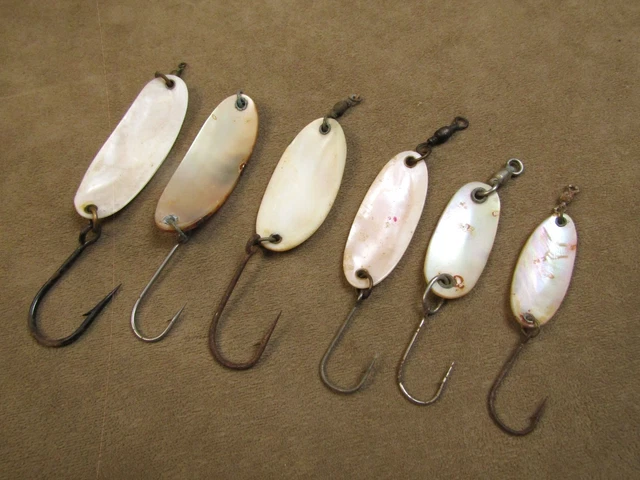 VINTAGE RARE! ABALONE Mother Of Pearl Red Head Wobbler Spoon Fishing Lure  $16.85 - PicClick