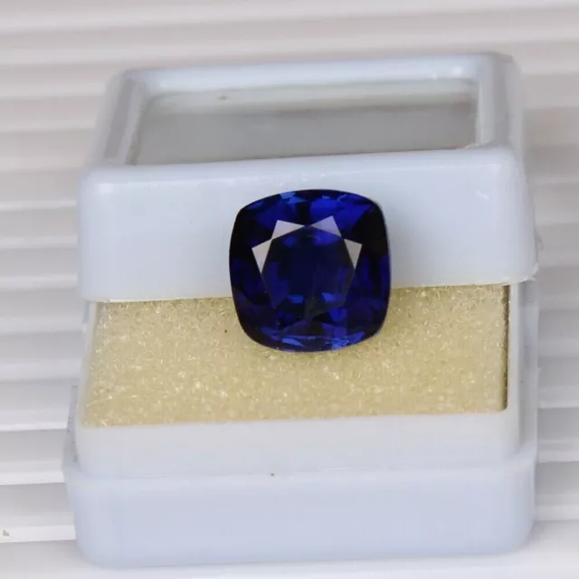 Zafiro azul profundo 5,40 ct. Cojín cuadrado real de Ceilán Piedra preciosa...