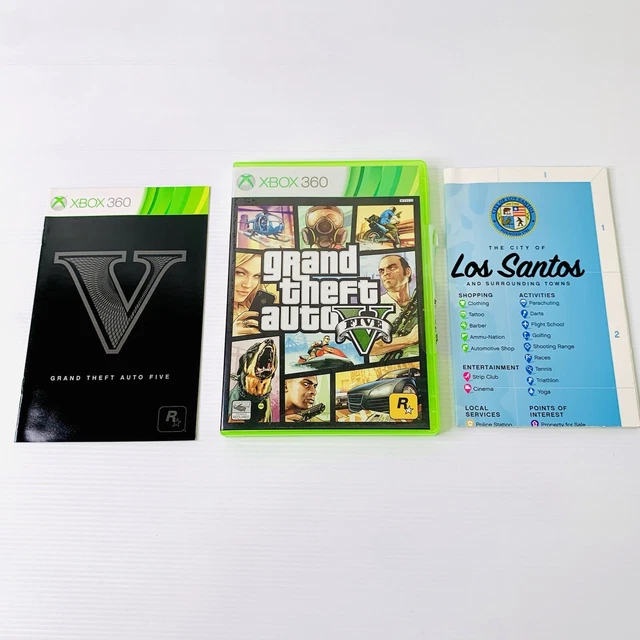 GRAND THEFT AUTO V GTA 5 Five Xbox 360 NTSC J Video Game + Map + Manual