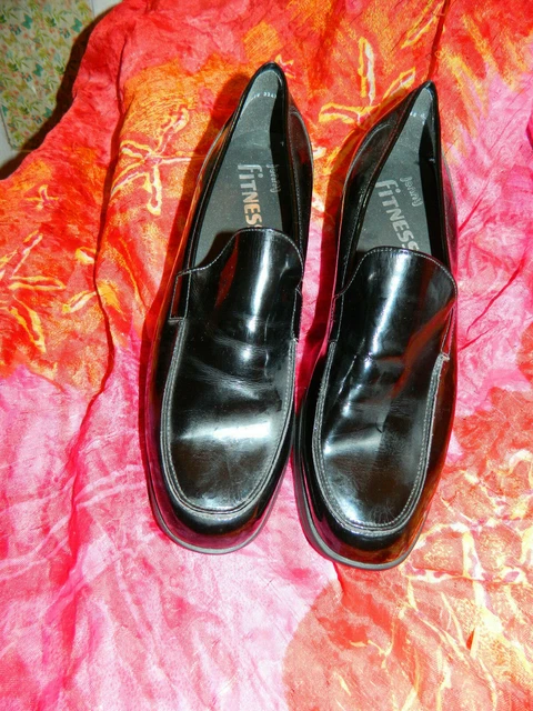 *jenny Fitness* bequeme schwarze Slipper / Schuhe Gr 8 1/2 Weite G - SUPER !!!