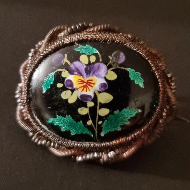 TRES BELLE BROCHE ANCIENNE XIXème Avec EMAUX BRESSANS En ARGENT VERMEIL 04 Obl