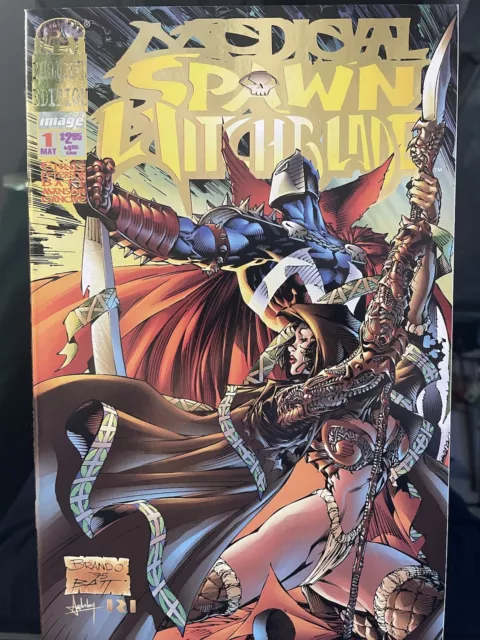 Medieval Spawn Witchblade #1 VF/NM Peterson ETM Gold Variant 1996 Stock Image