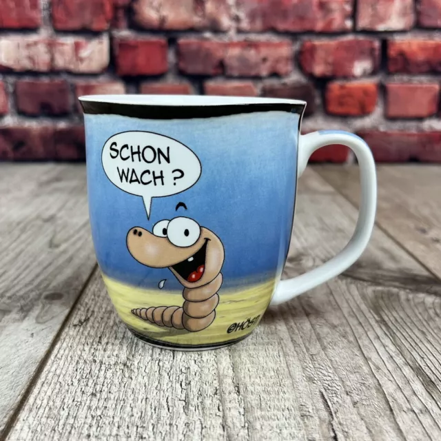 Hösti Kaffeebecher "Moin Wattwurm schon wach" Comic maritim