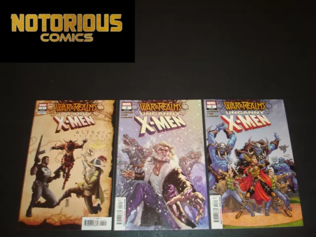 War of the Realms Uncanny X-Men 1-3 Complete Comic Lot Run Variant Set Marvel