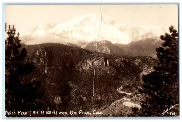 c1940's View Of Pikes Peak Over UTE Pass Colorado CO Sanborn RPPC Photo Postcard