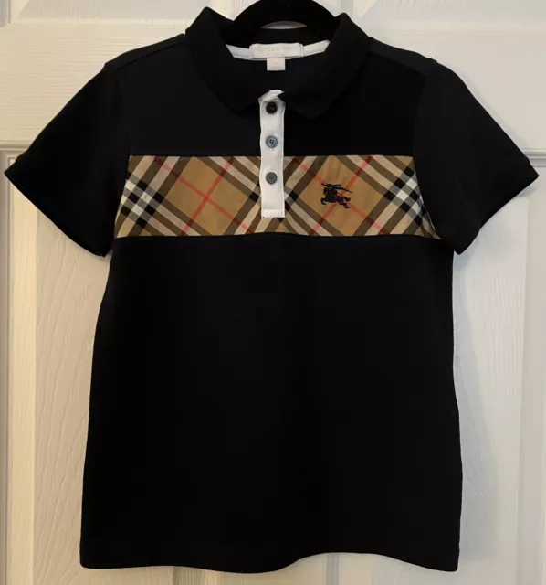 Burberry Children Nova Check Polo Shirt, Navy Blue and Black, 6Y