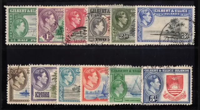 1939 Gilbert Islands KGVI Stamps Set of 12 SG 43/54 Used