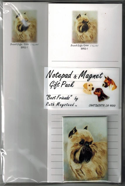 Brussels Griffon Pet Dog List Pad, Note Pad & Magnet Gift Set By Ruth Maystead