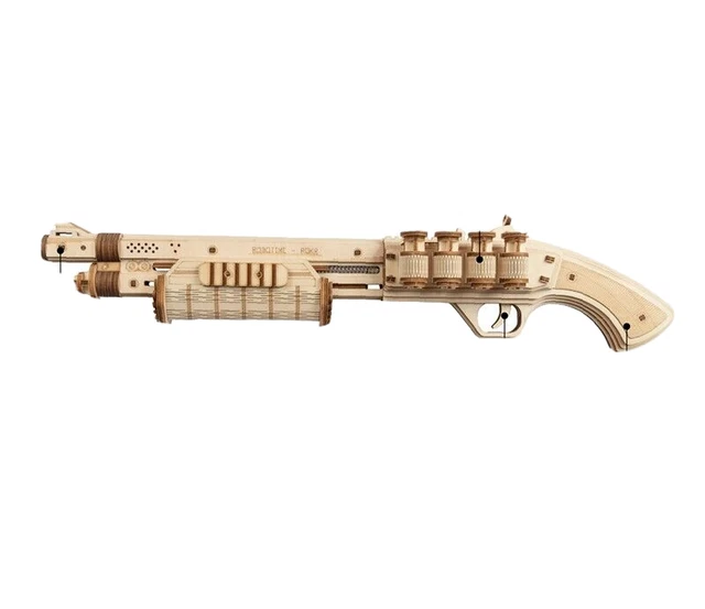 DIY Scatter Gun with Rubber Band Bullet Wooden Model Kit Building 3D Puzzle Gift