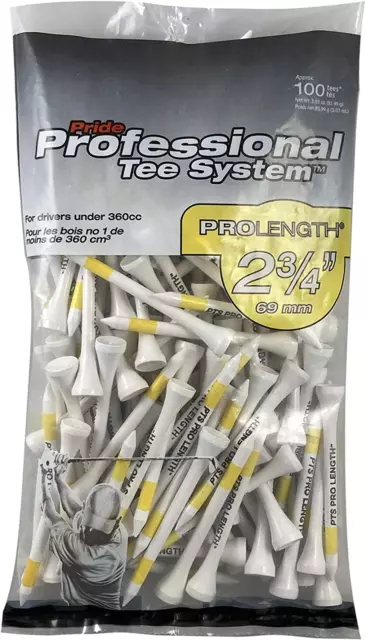 Professional Tee System Prolength 2 3/4" Golf Tees - 100 Count