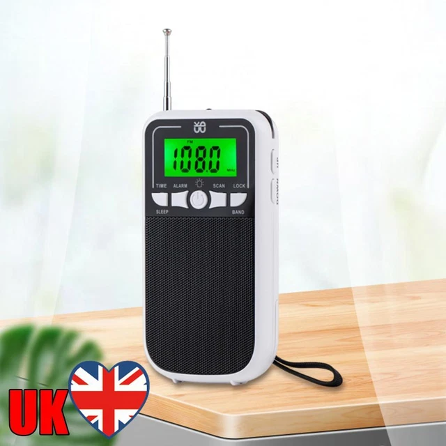 PERSONAL STEREO RADIO Digital Display AM FM Radio Headphone Jack (White