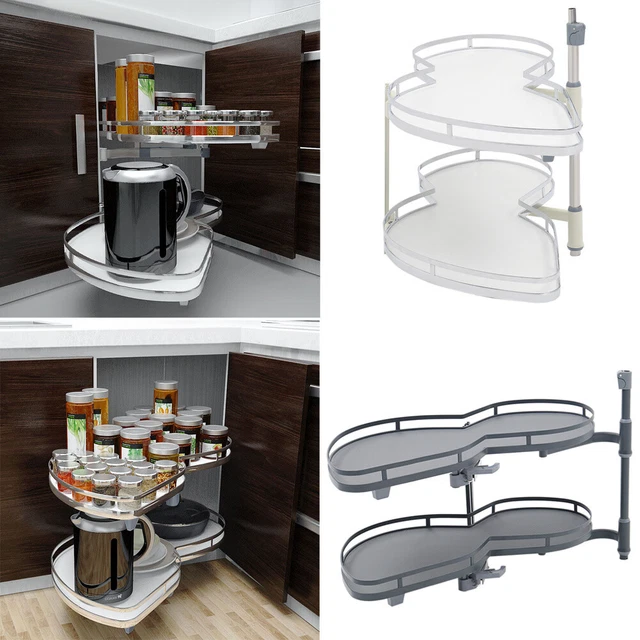 CORNER PULLOUT SHELVING Unit Carousel Shelf Twin Tray Kitchen Organizer £129.99
