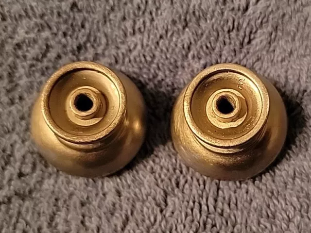 Pair Vintage Smaller Solid Brass Nickel Finish Knobs Drawer Pulls Cabinet Knobs 3